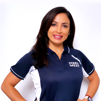 Personal Trainer Gloria head shot photograph wearing navy inner west uniform